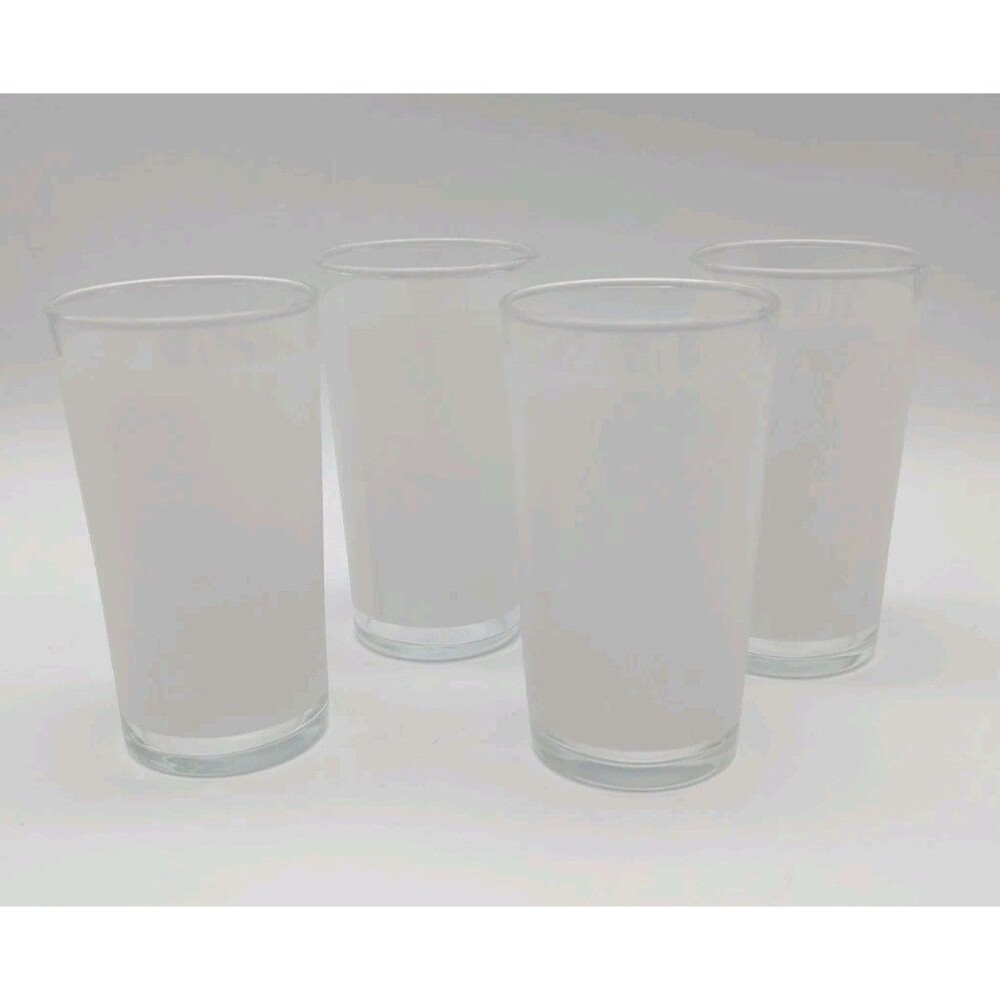 Set Of 4 Frosted White Highball Drinking Glass Anchor Hocking